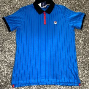 🛑SOLD🛑Fila Mens Polo Shirt BB1 FILA Vintage 80's Striped Polo in Blue/ Black